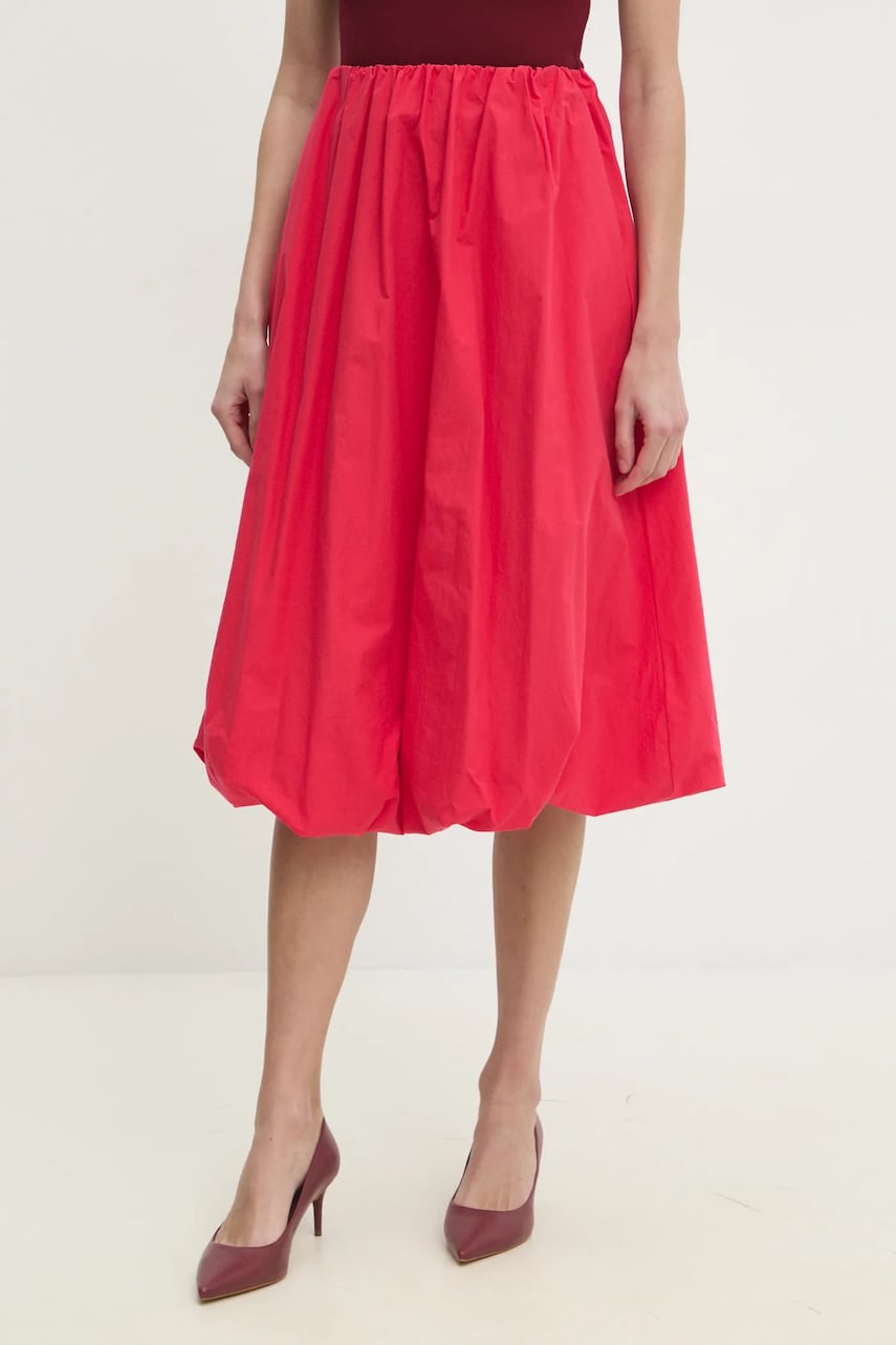 Answear Lab fustă din bumbac culoarea rosu, midi, evazati