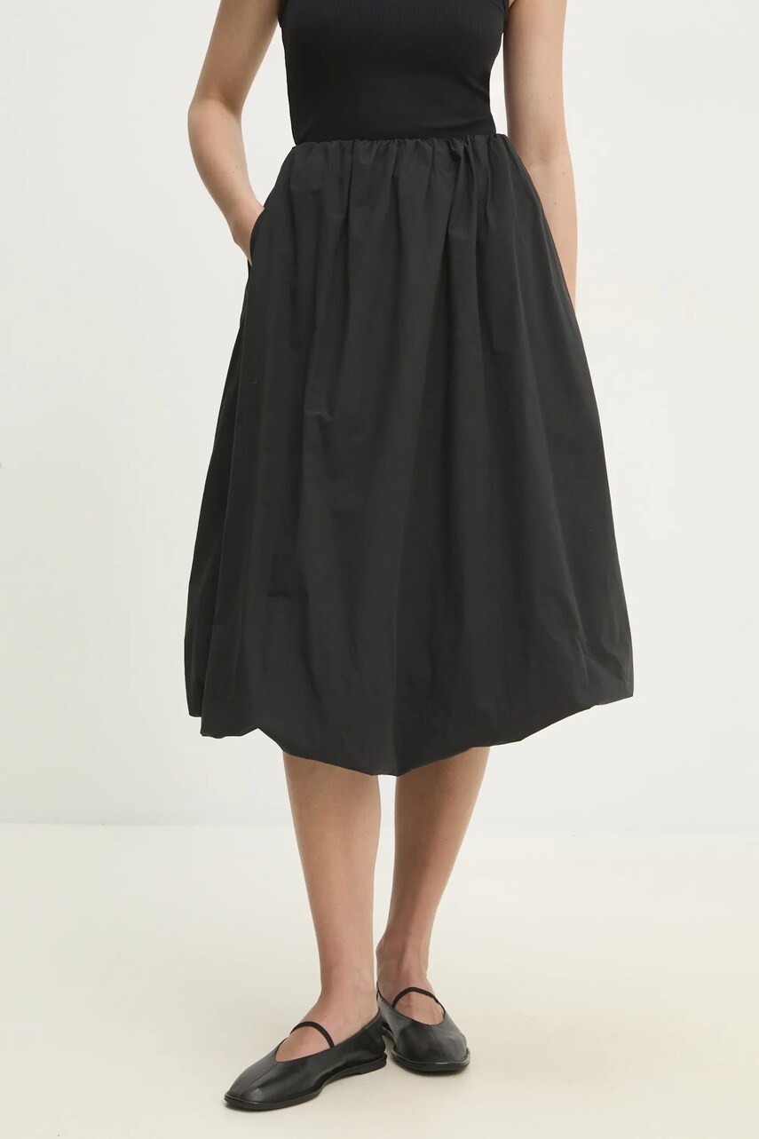 Answear Lab fusta din bumbac culoarea negru, midi, evazati