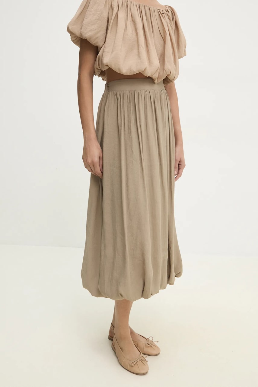 Answear Lab fustă culoarea bej, midi, evazati