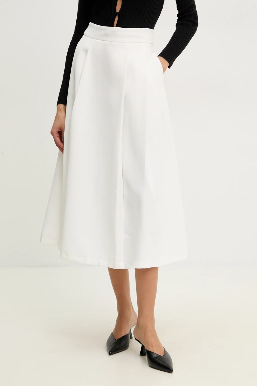 Answear Lab fusta culoarea alb, midi, evazati