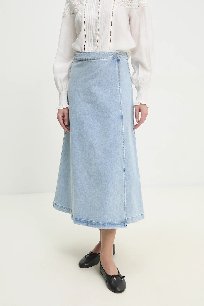 Answear Lab fusta jeans midi, evazati Answear Lab fusta jeans midi, evazati