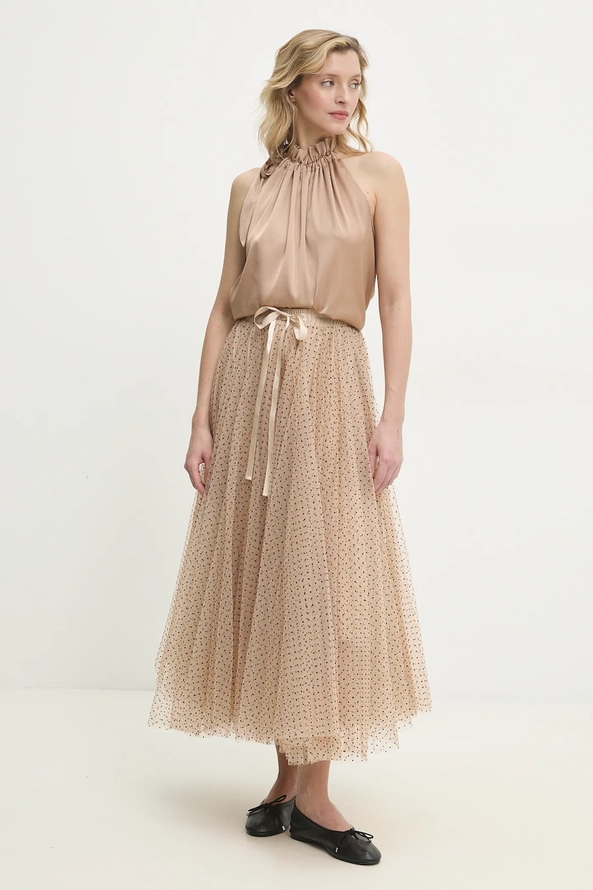 Юбка Answear Lab цвет бежевый maxi расклешённая Юбка Answear Lab цвет бежевый maxi расклешённая