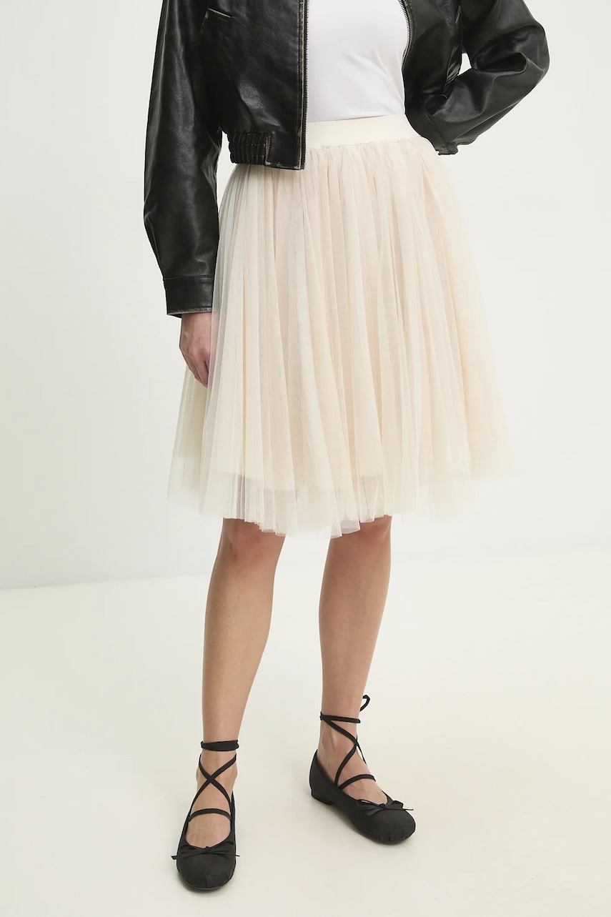 Answear Lab fusta culoarea bej, midi, evazati Answear Lab fusta culoarea bej, midi, evazati