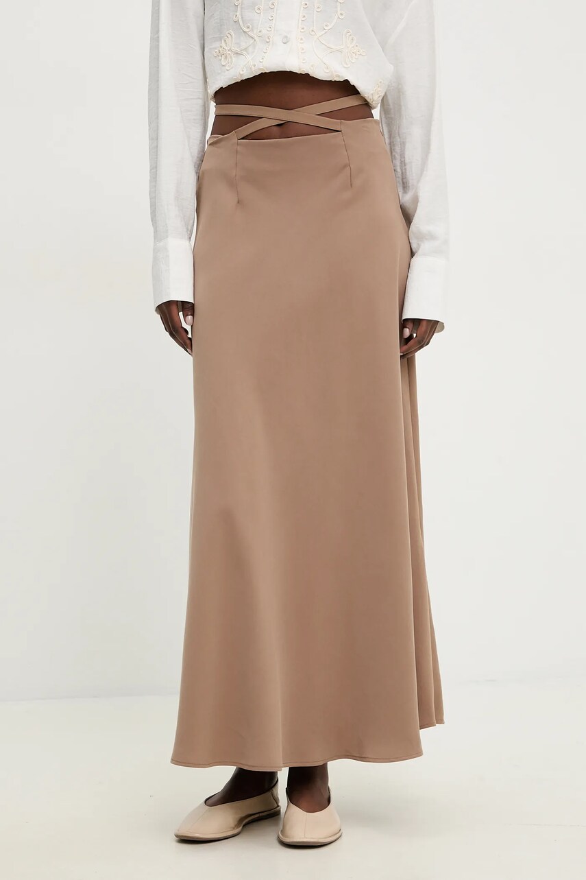 Answear Lab fustă culoarea bej, maxi, evazati