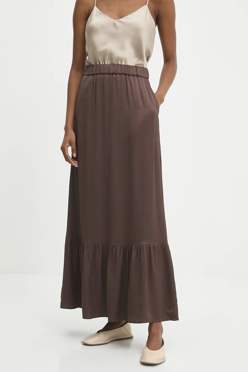 Answear Lab fusta culoarea maro, maxi, evazati