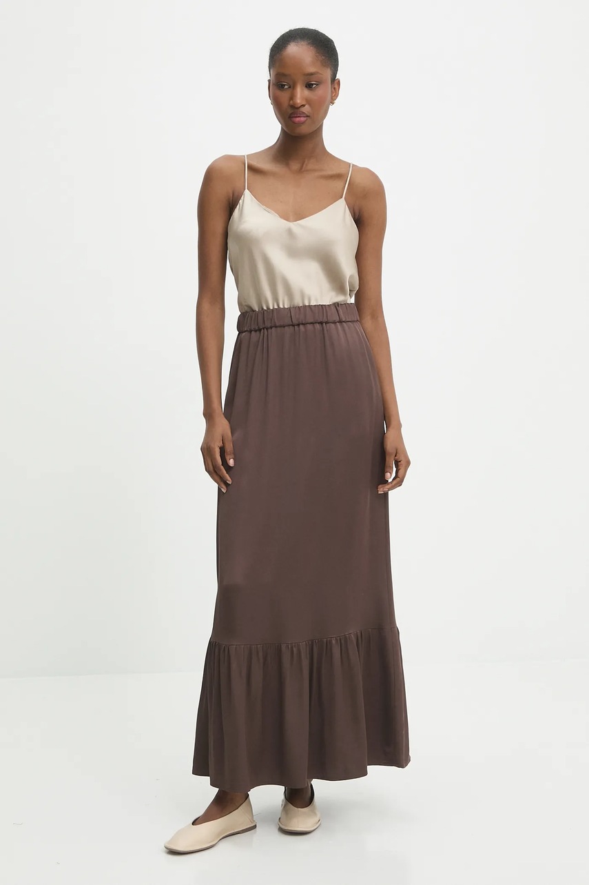 Юбка Answear.LAB цвет коричневый maxi расклешённая