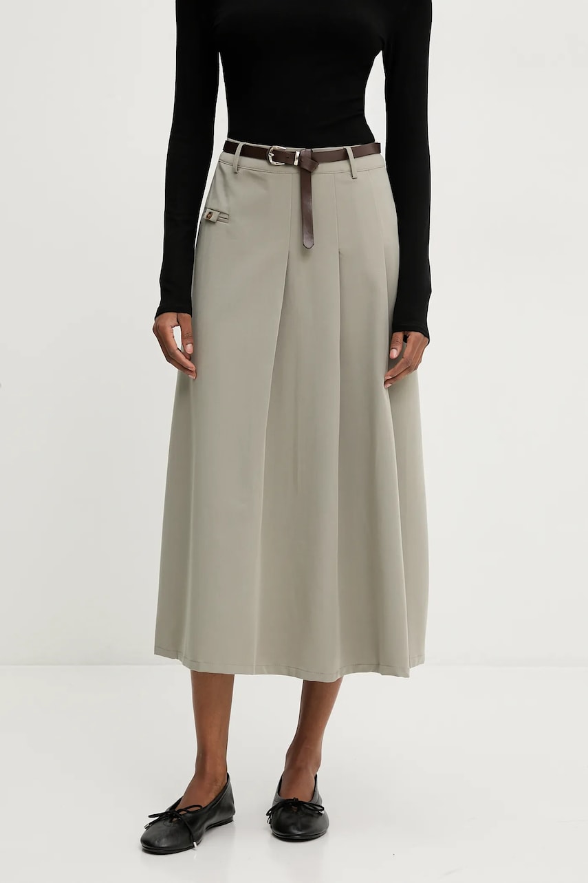 Answear Lab fusta culoarea verde, midi, evazati Answear Lab fusta culoarea verde, midi, evazati