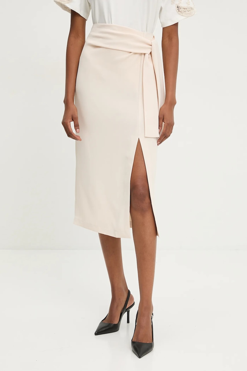 Answear Lab fustă culoarea bej, midi, creion