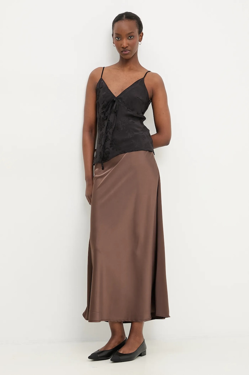 Юбка Answear Lab цвет коричневый maxi расклешённая Юбка Answear Lab цвет коричневый maxi расклешённая