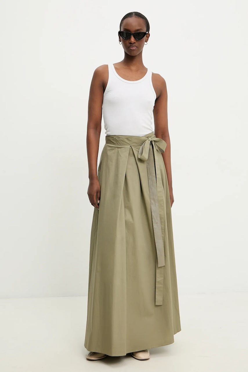Хлопковая юбка Answear Lab цвет зелёный maxi расклешённая Хлопковая юбка Answear Lab цвет зелёный maxi расклешённая