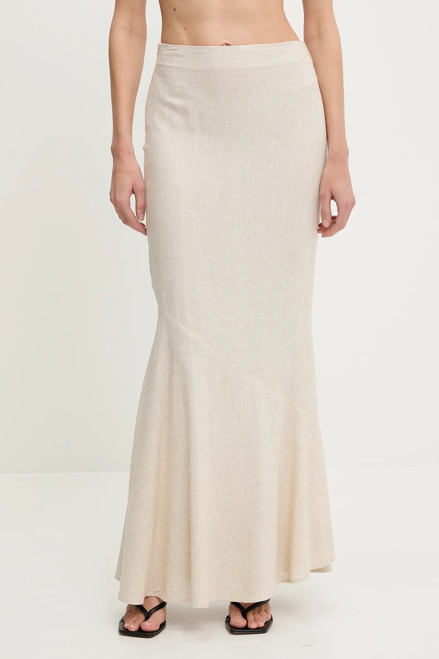 Λινή φούστα Answear.LAB χρώμα: μπεζ φωτογραφία