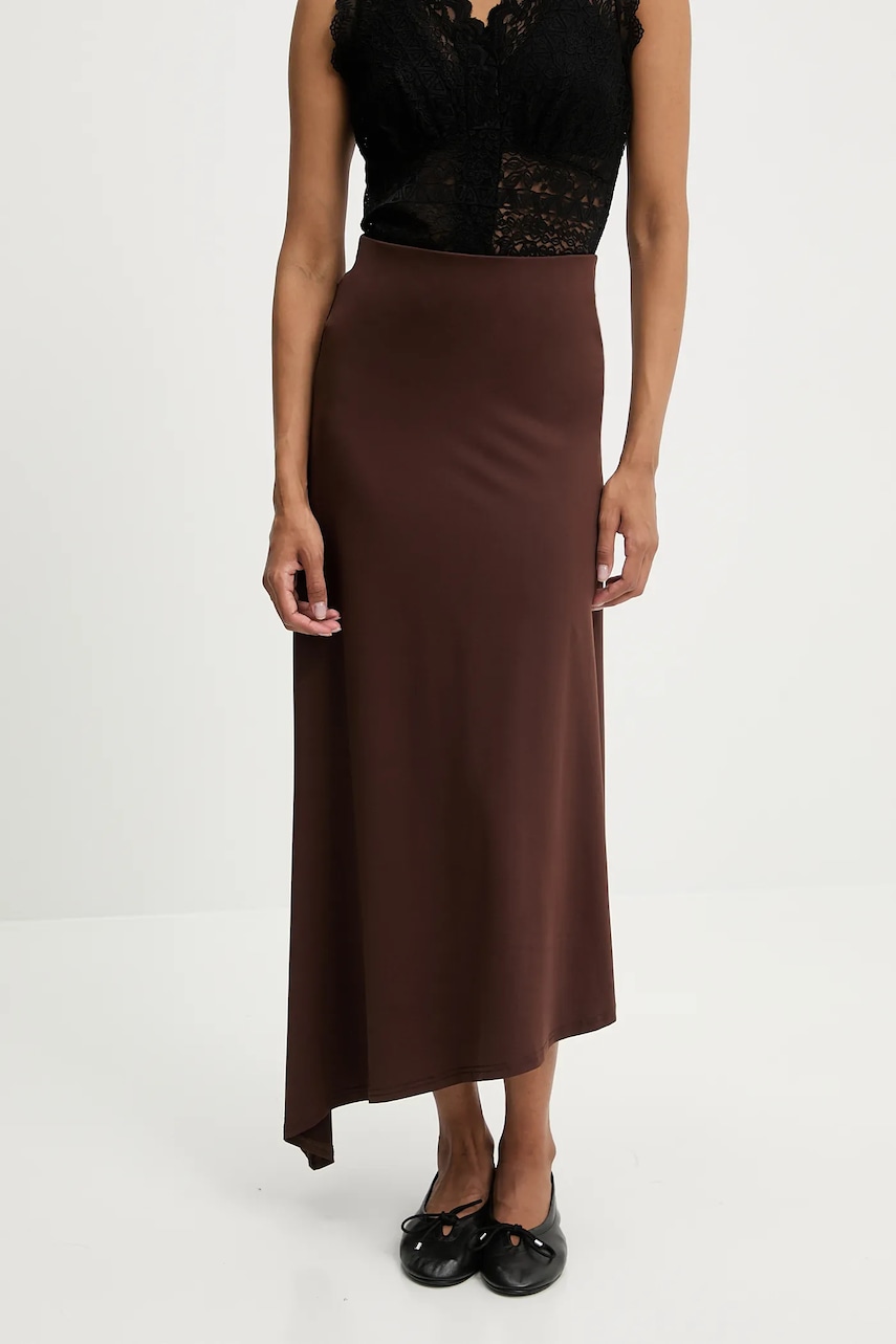 Answear.LAB spódnica kolor brązowy maxi rozkloszowana