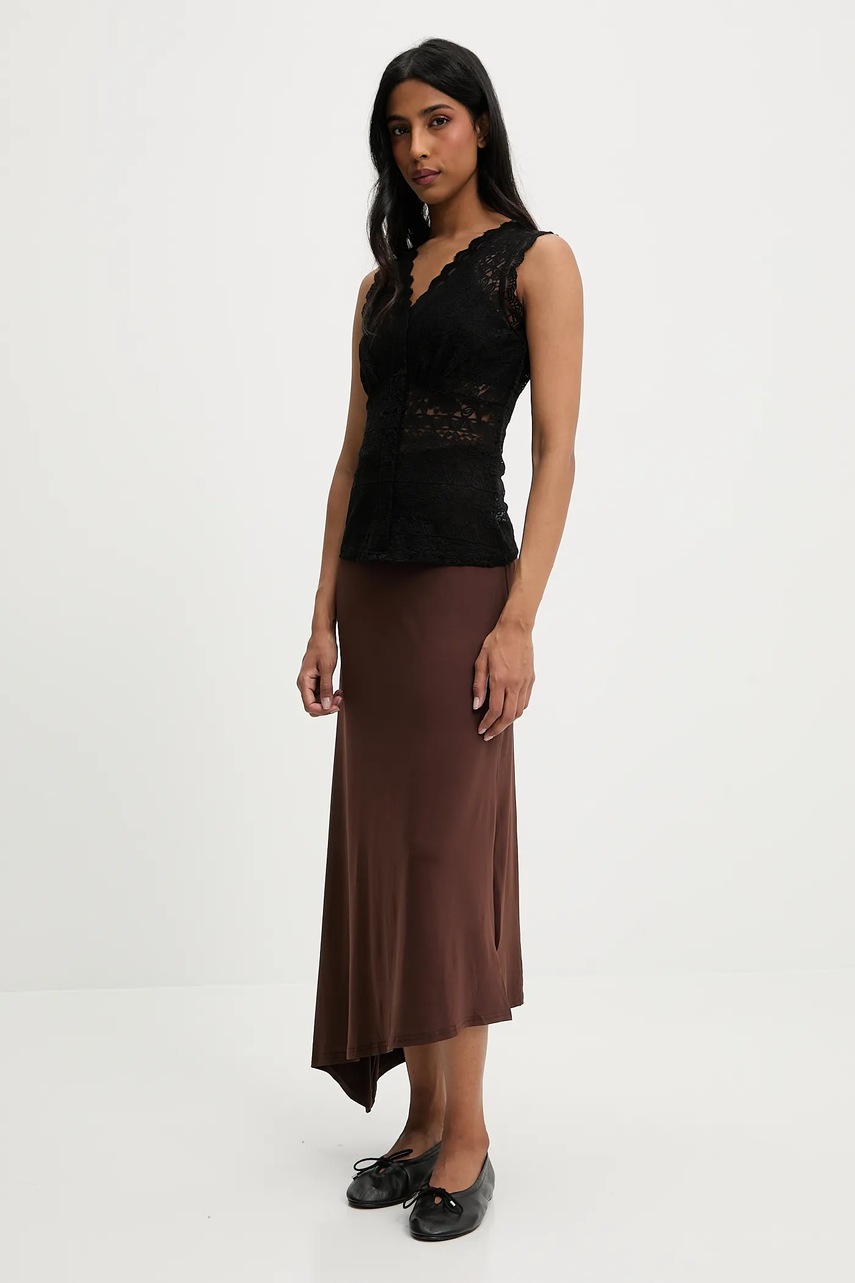 Юбка Answear.LAB цвет коричневый maxi расклешённая