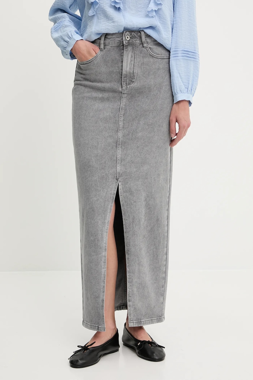 Answear Lab fusta jeans culoarea gri, maxi, drept