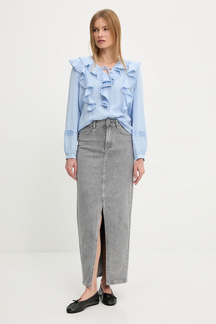 Джинсовая юбка Answear.LAB цвет серый maxi прямая Джинсовая юбка Answear.LAB цвет серый maxi прямая
