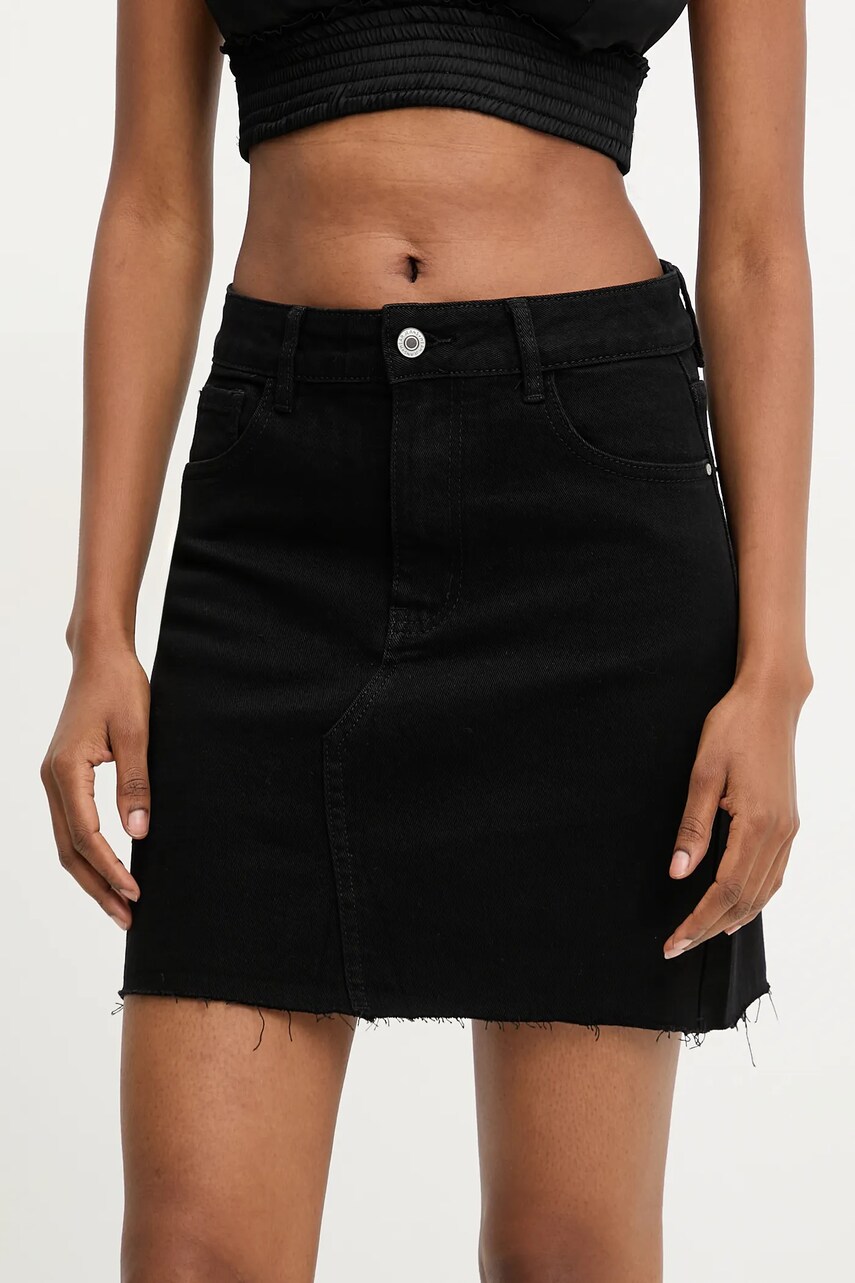 Answear Lab fusta jeans culoarea negru, mini, drept