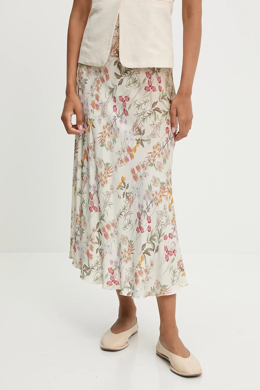 Answear Lab fusta culoarea bej, midi, evazati