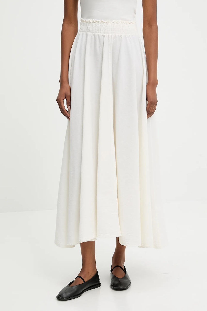 Answear Lab fustă din bumbac culoarea bej, maxi, evazati