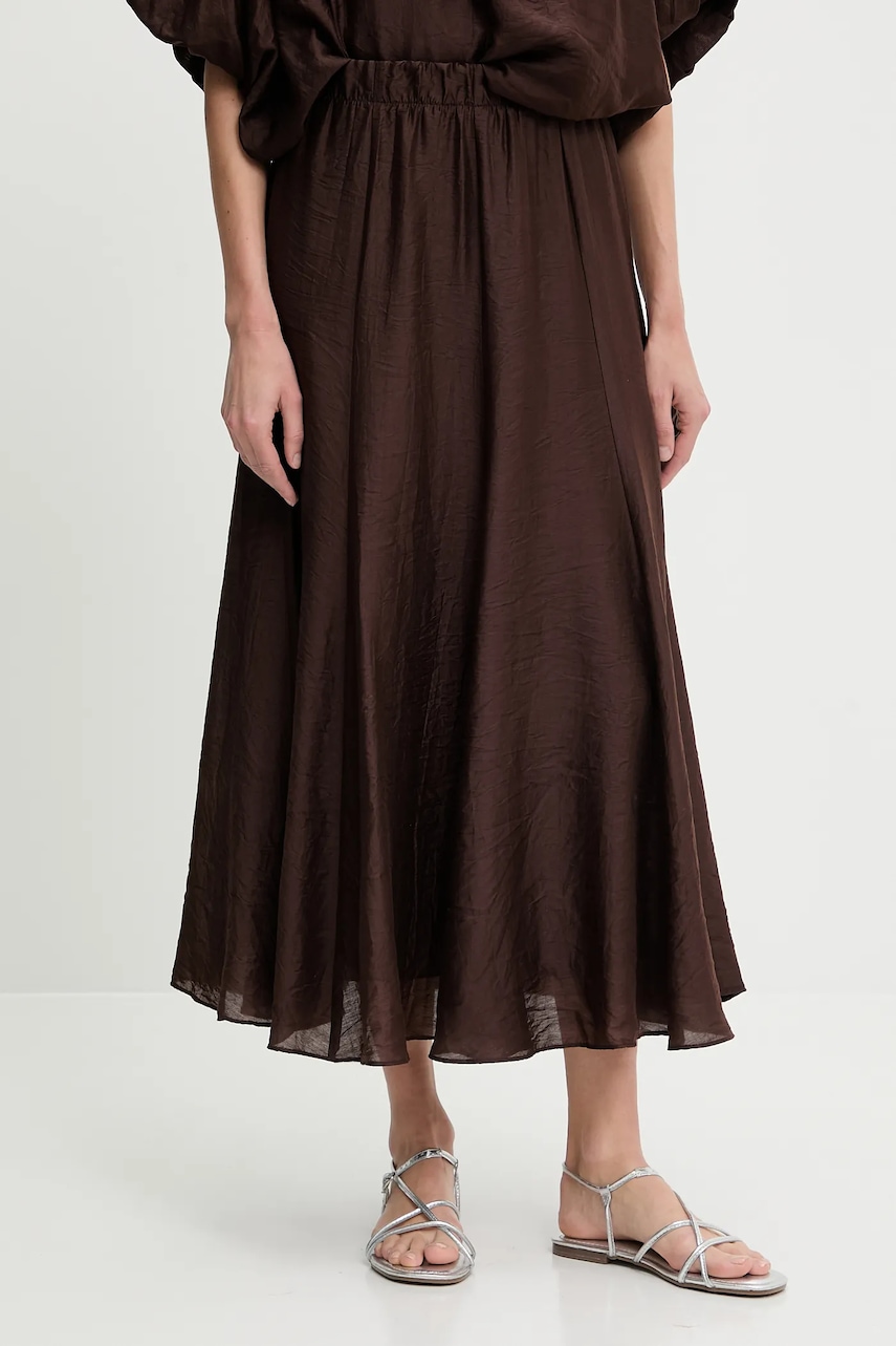 Answear Lab fustă culoarea maro, maxi, evazati