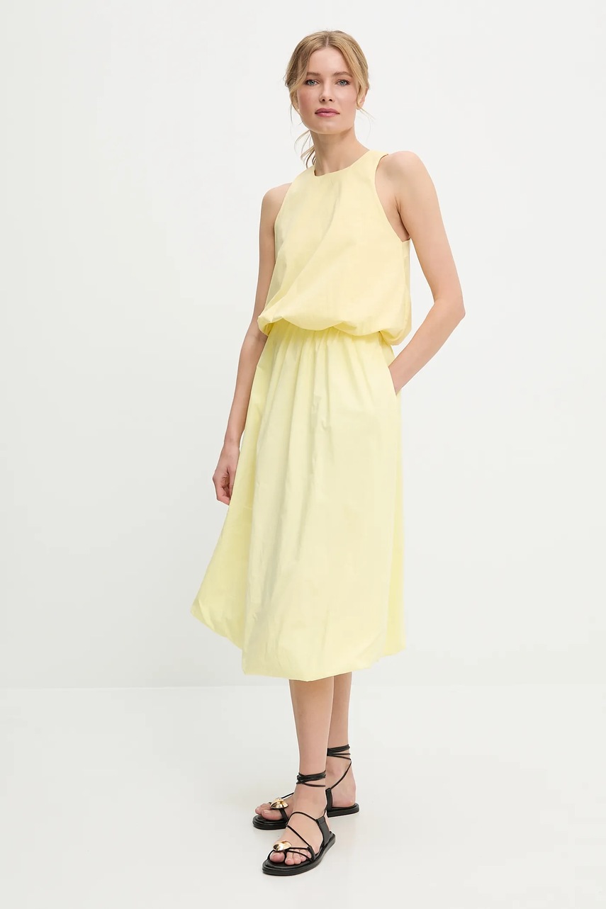 Хлопковая юбка Answear.LAB цвет жёлтый midi расклешённая