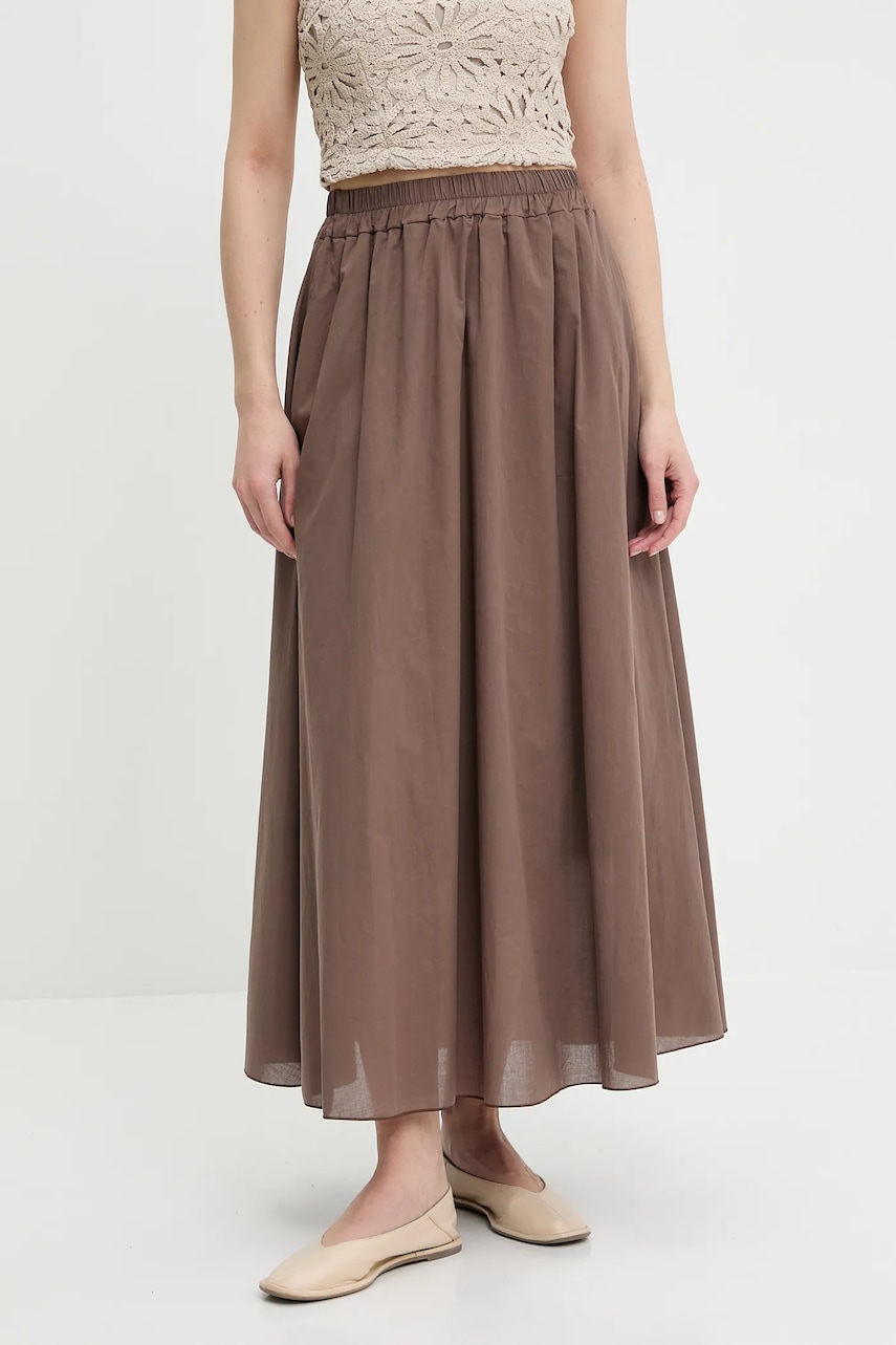 Answear Lab fustă din bumbac culoarea maro, maxi, evazati