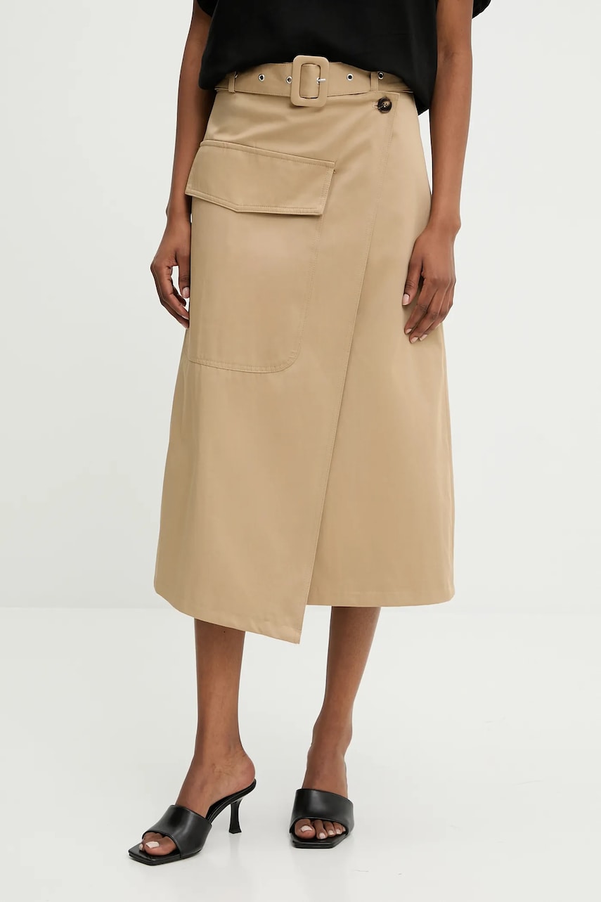 Answear Lab fusta culoarea bej, midi, evazati