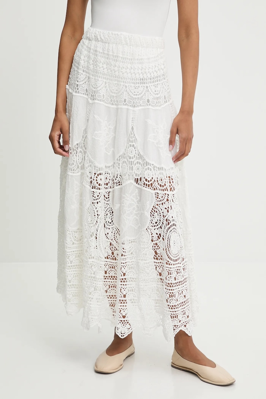 Answear Lab fustă din bumbac culoarea alb, maxi, evazati Answear Lab fustă din bumbac culoarea alb, maxi, evazati