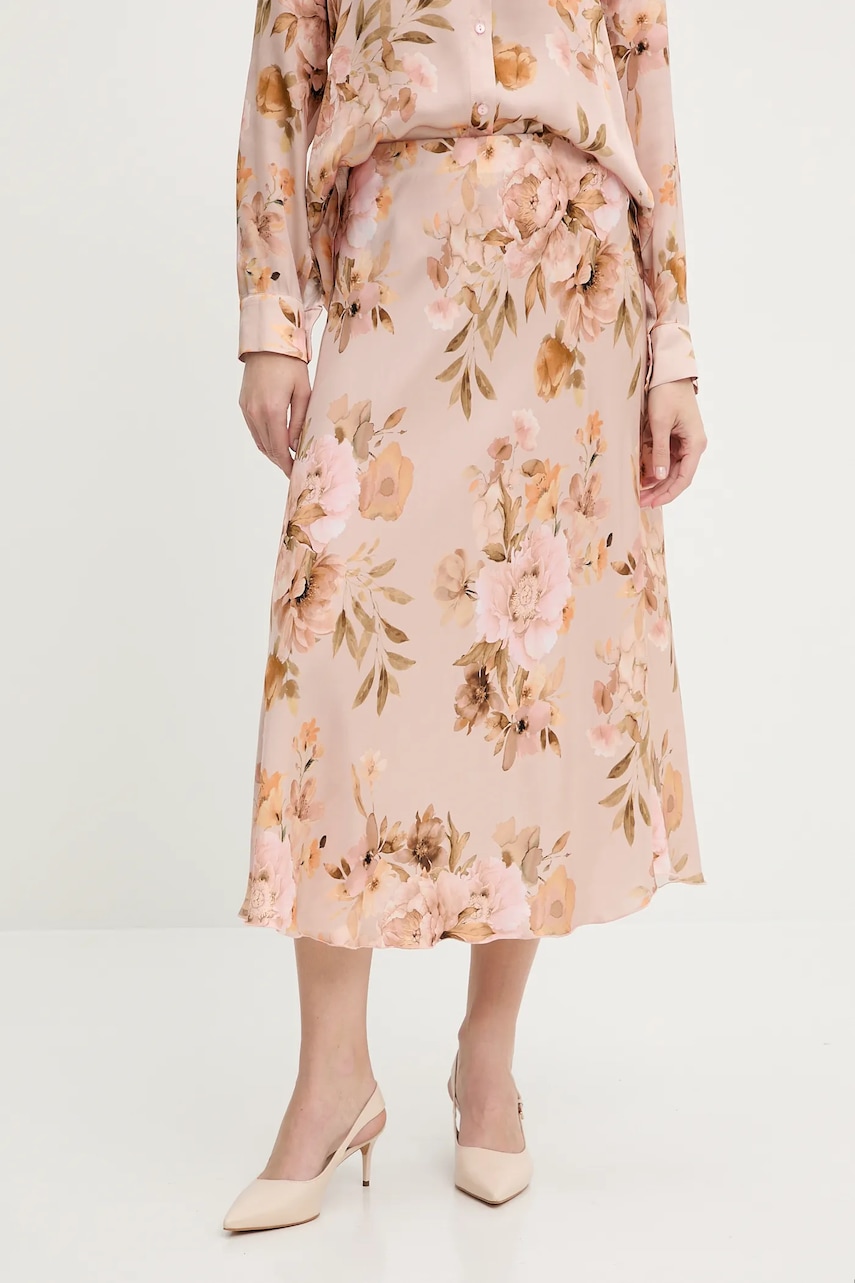 Answear Lab fustă culoarea roz, midi, evazati