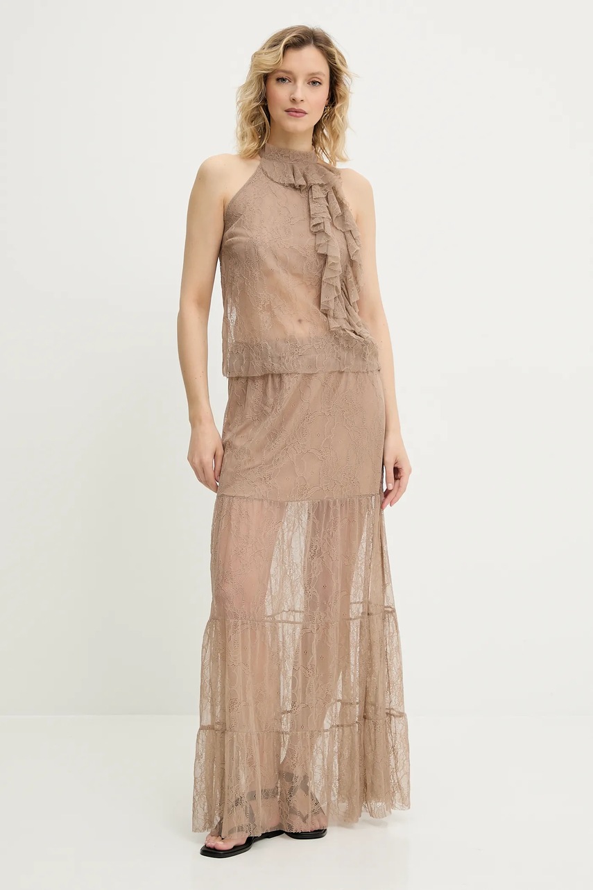 Юбка Answear.LAB цвет коричневый maxi расклешённая