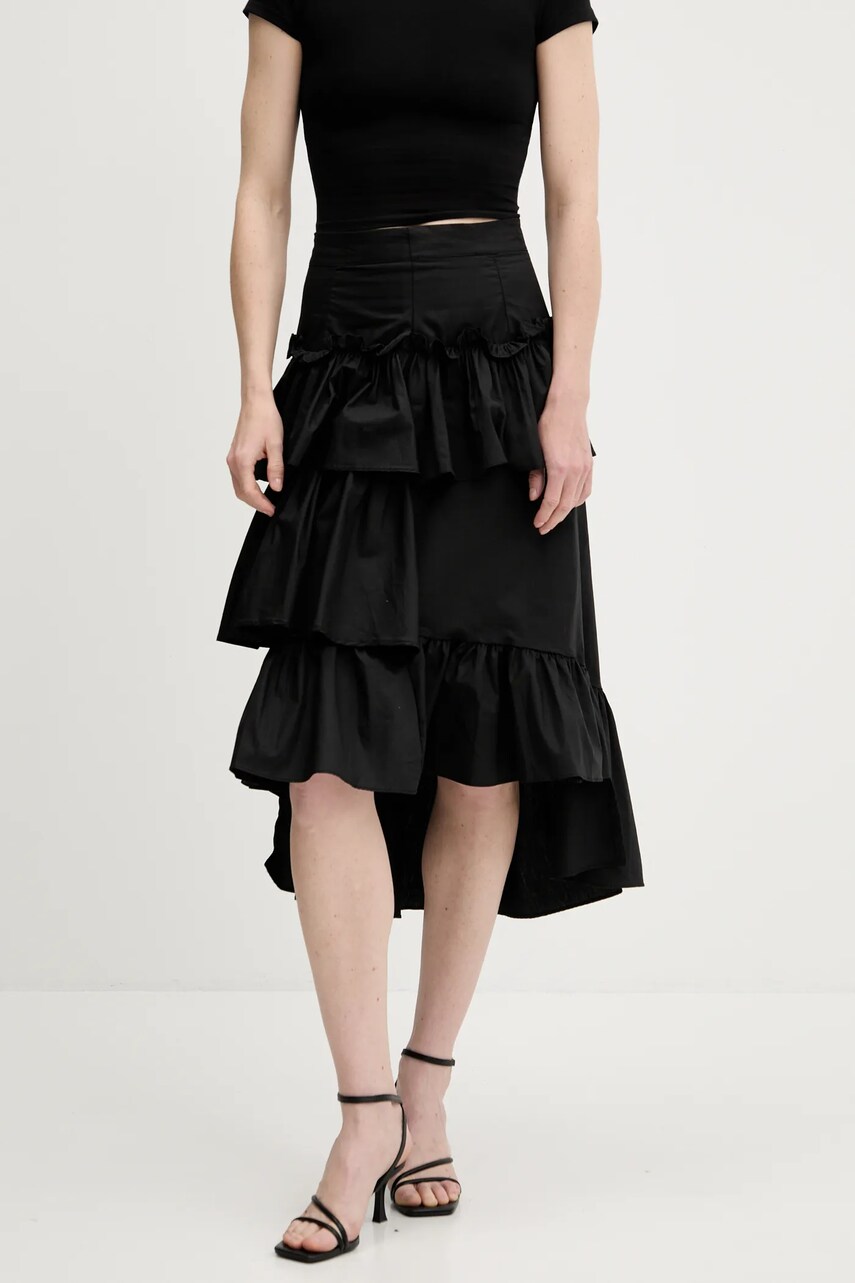 Answear Lab fusta din bumbac culoarea negru, midi, evazati