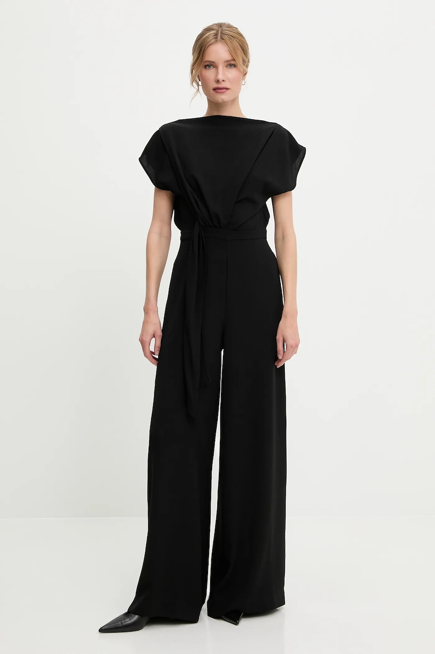 Answear Lab salopetă culoarea negru, cu decolteu rotund Answear Lab salopetă culoarea negru, cu decolteu rotund