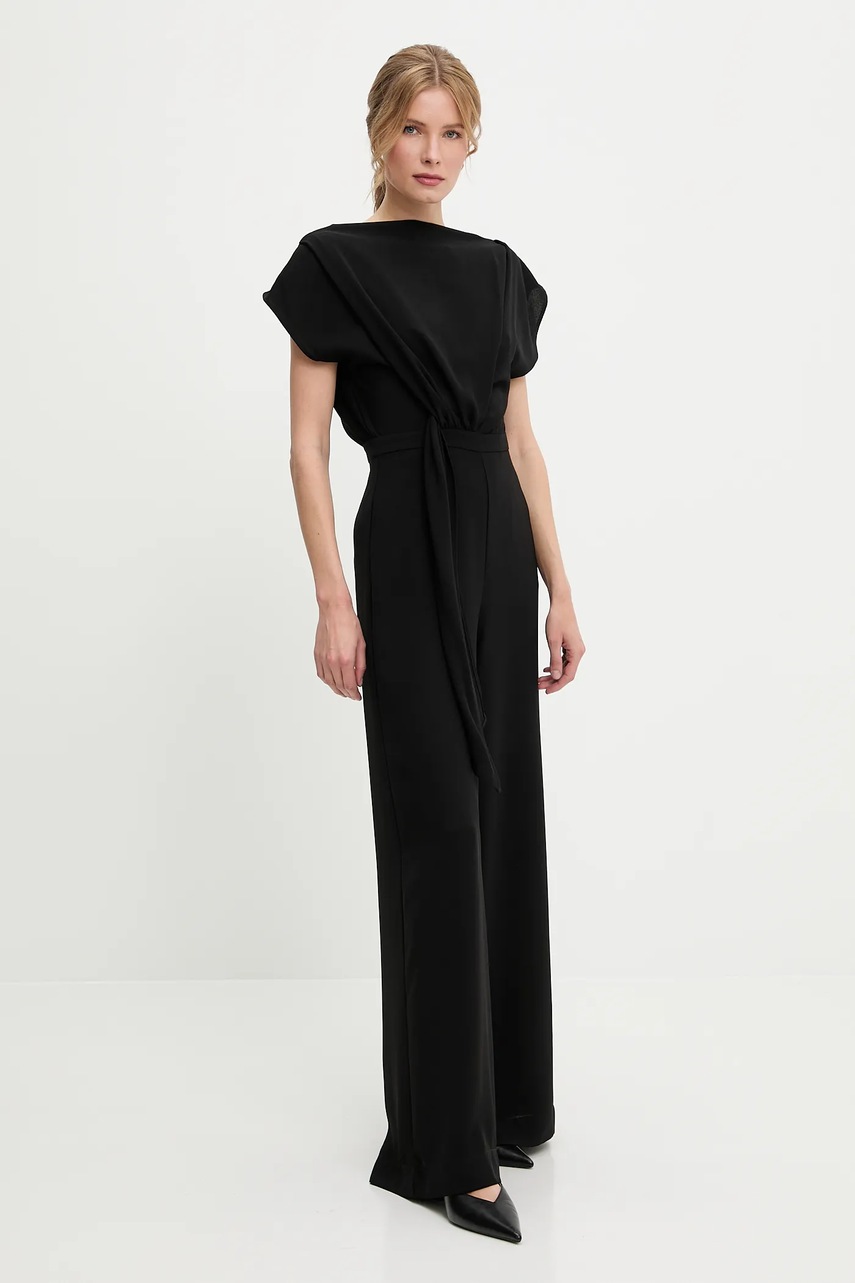 Комбинезон цвет чёрный овальное декольте