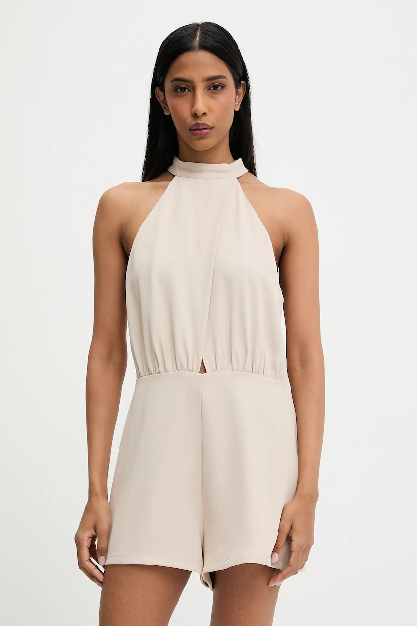 Answear Lab salopeta culoarea bej, cu decolteu rotund