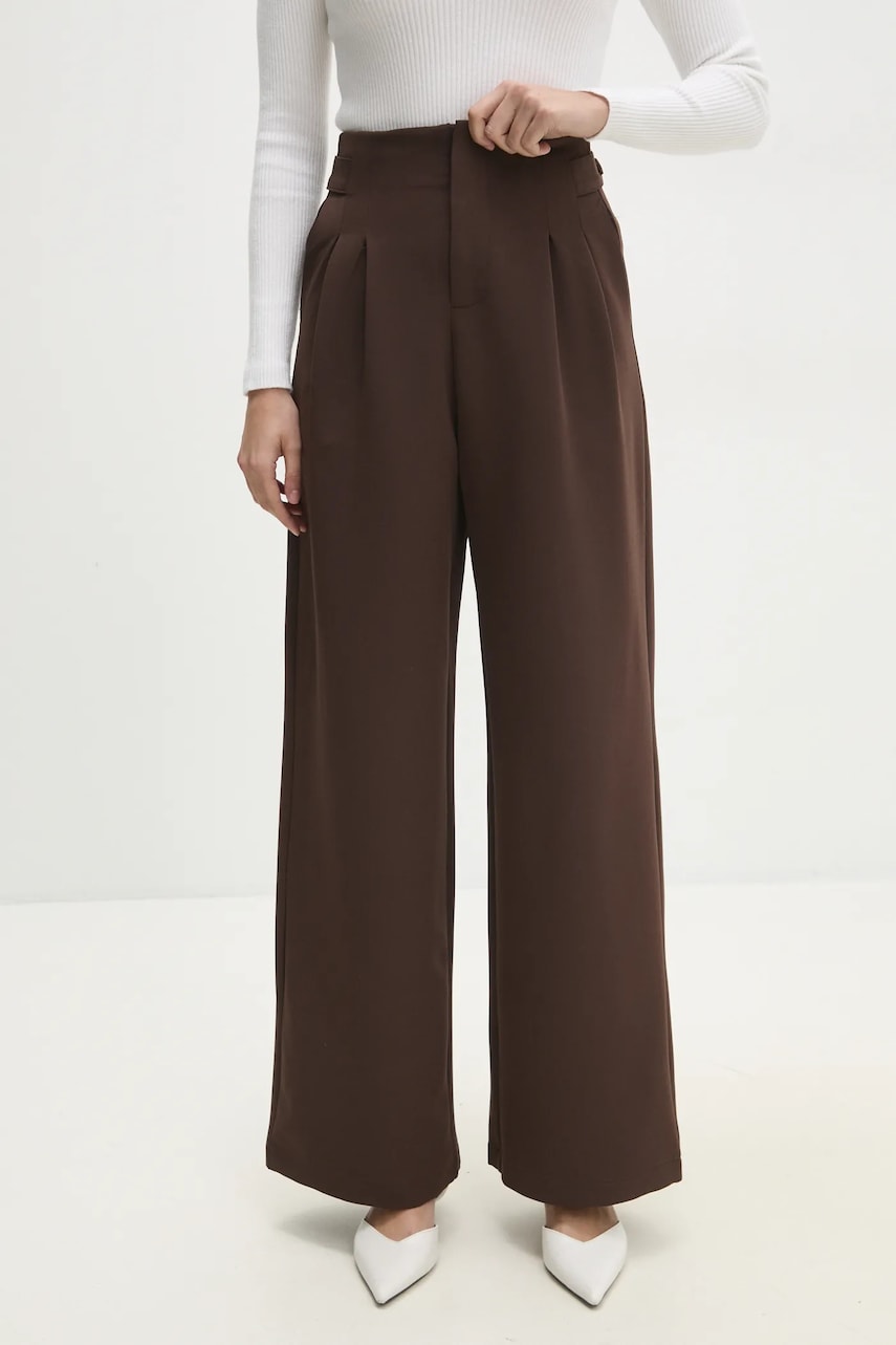 Answear Lab pantaloni femei, culoarea maro, lat, high waist Answear Lab pantaloni femei, culoarea maro, lat, high waist