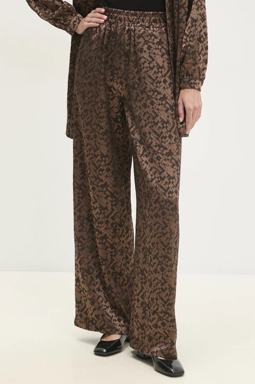 Answear Lab pantaloni femei, culoarea maro, lat, high waist Answear Lab pantaloni femei, culoarea maro, lat, high waist