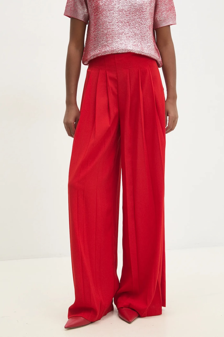 Answear Lab pantaloni femei, culoarea rosu, lat, high waist Answear Lab pantaloni femei, culoarea rosu, lat, high waist