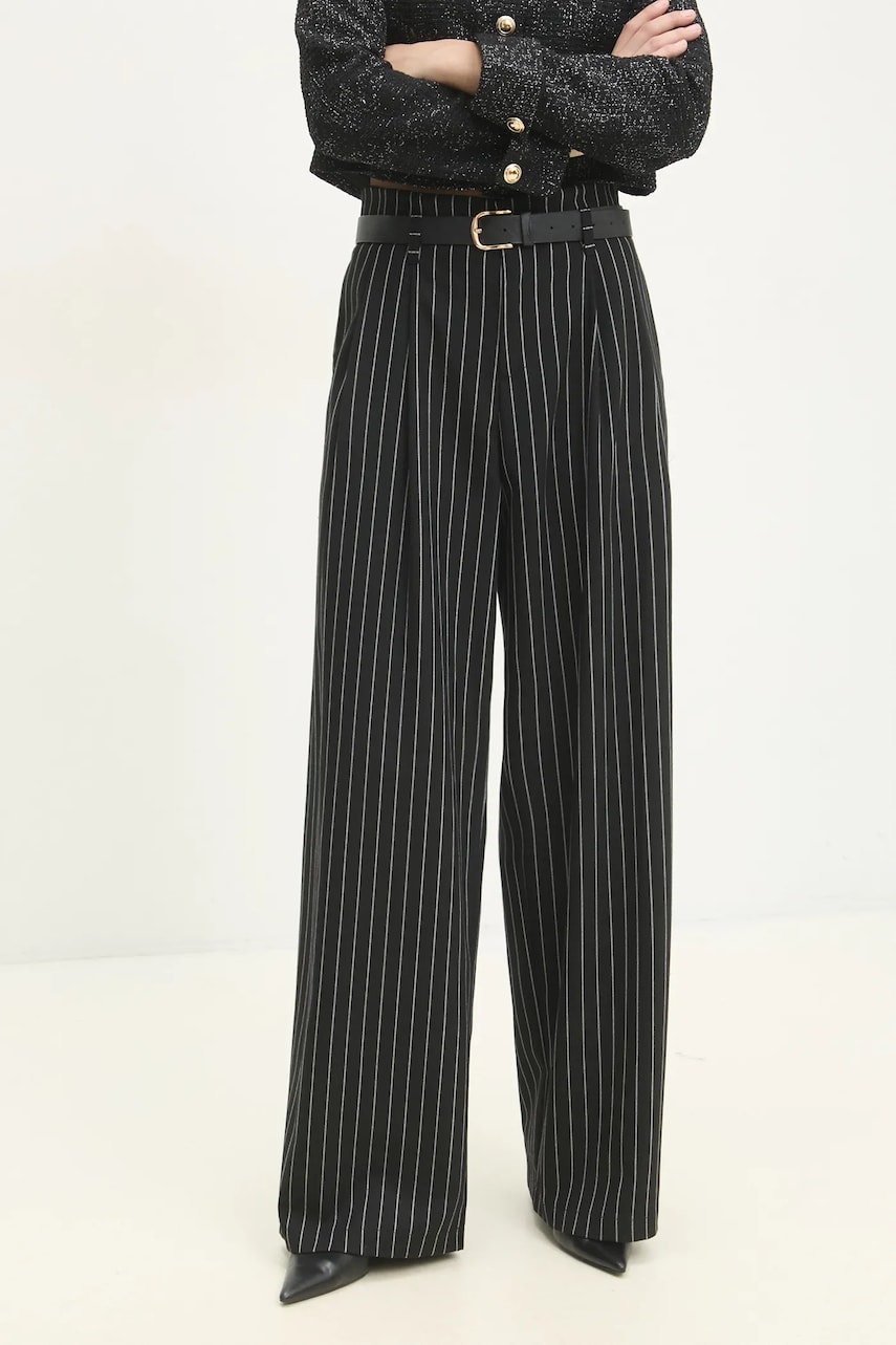 Answear Lab pantaloni femei, culoarea negru, lat, high waist