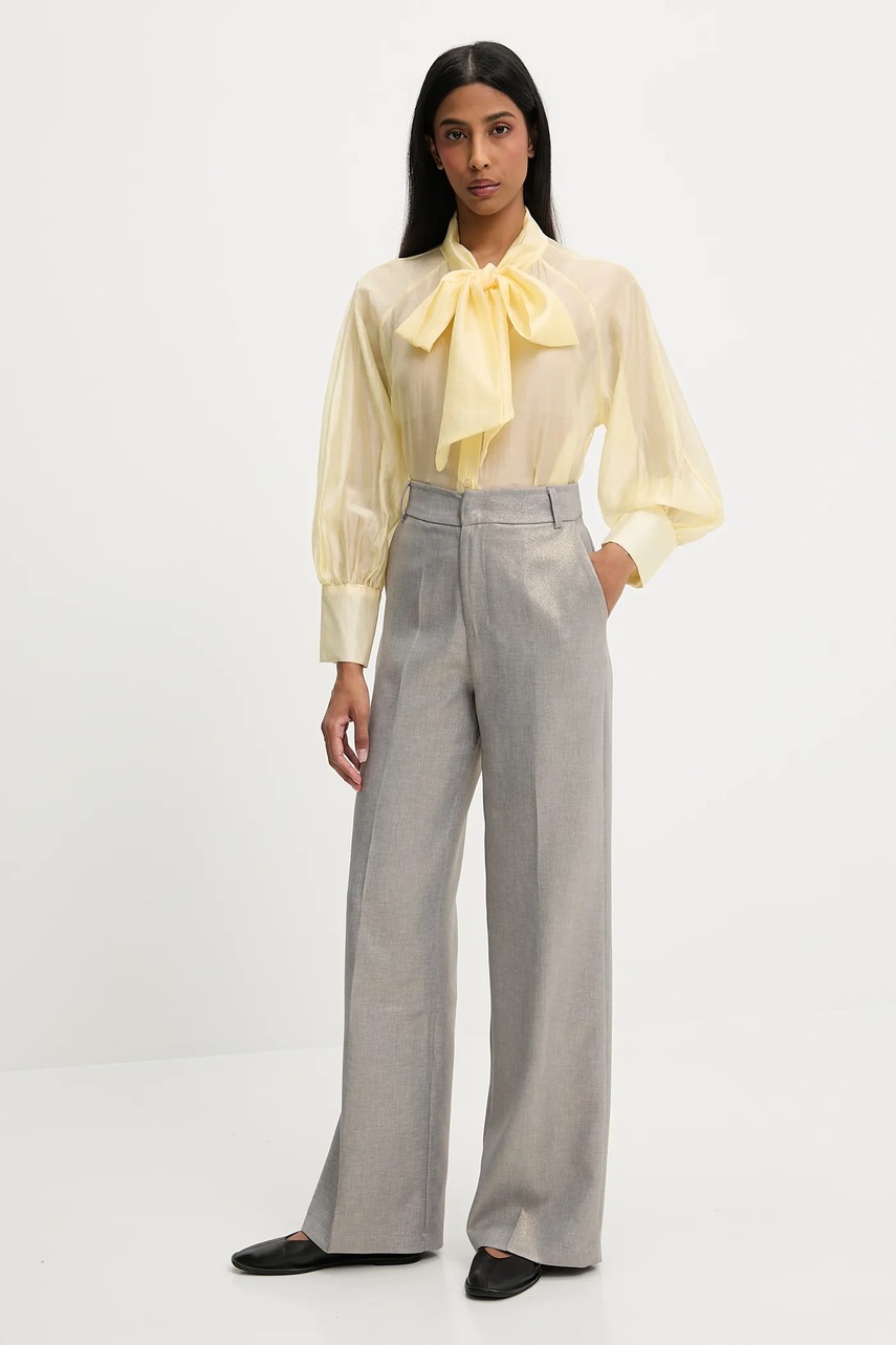 Брюки Answear.LAB цвет серебрянный прямая высокая посадка