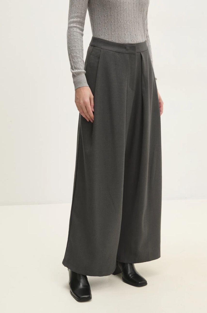 Answear Lab pantaloni femei, culoarea gri, lat, high waist