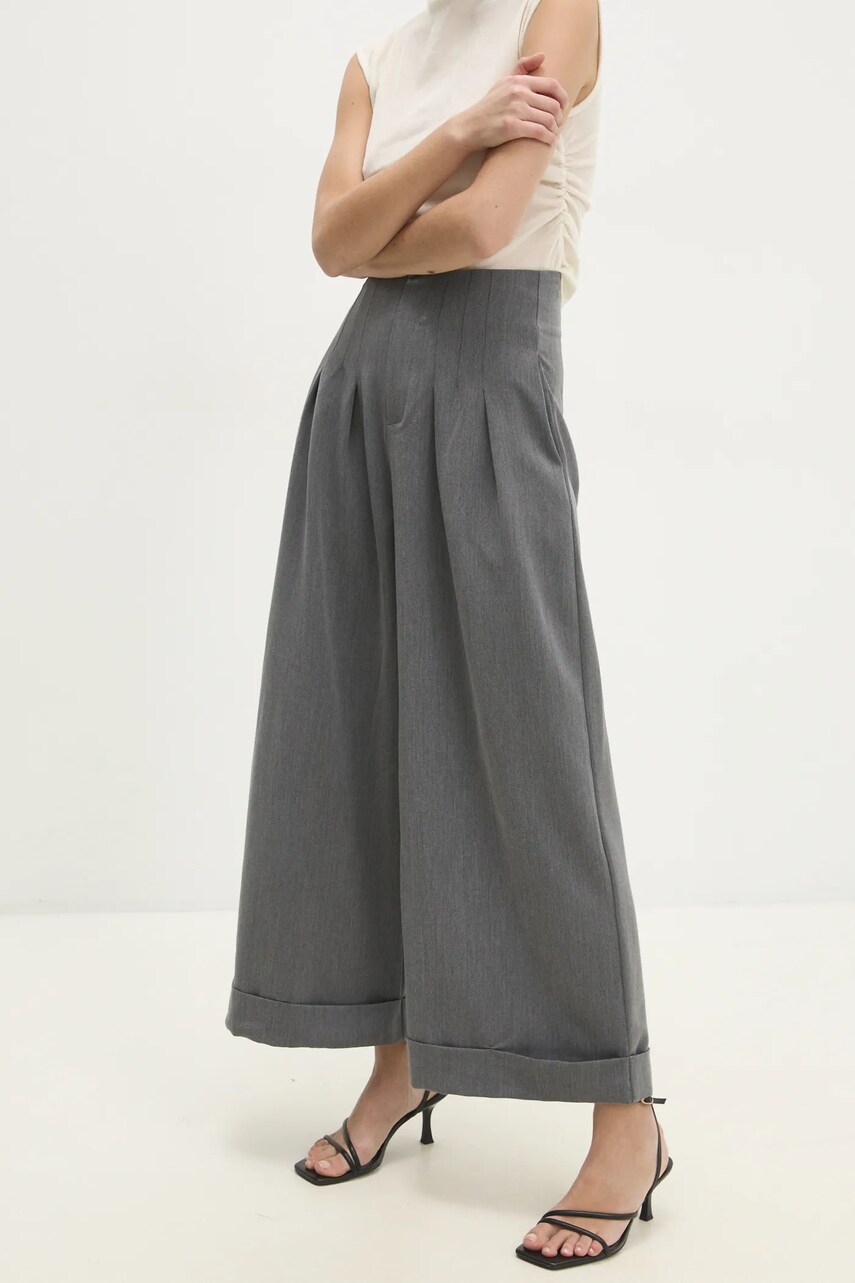 Answear Lab pantaloni femei, culoarea gri, lat, high waist