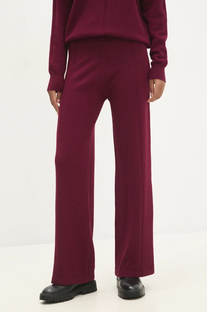 Answear Lab pantaloni femei, culoarea bordo, evazati, high waist