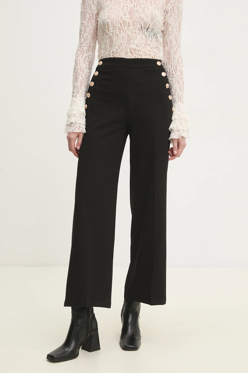 Answear Lab pantaloni femei, culoarea negru, drept, high waist