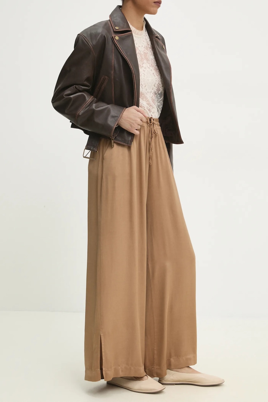 Answear Lab pantaloni femei, culoarea maro, lat, high waist