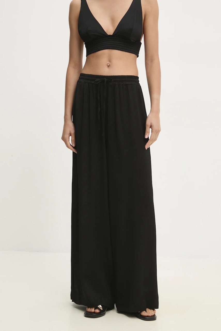 Answear Lab pantaloni femei, culoarea negru, lat, high waist