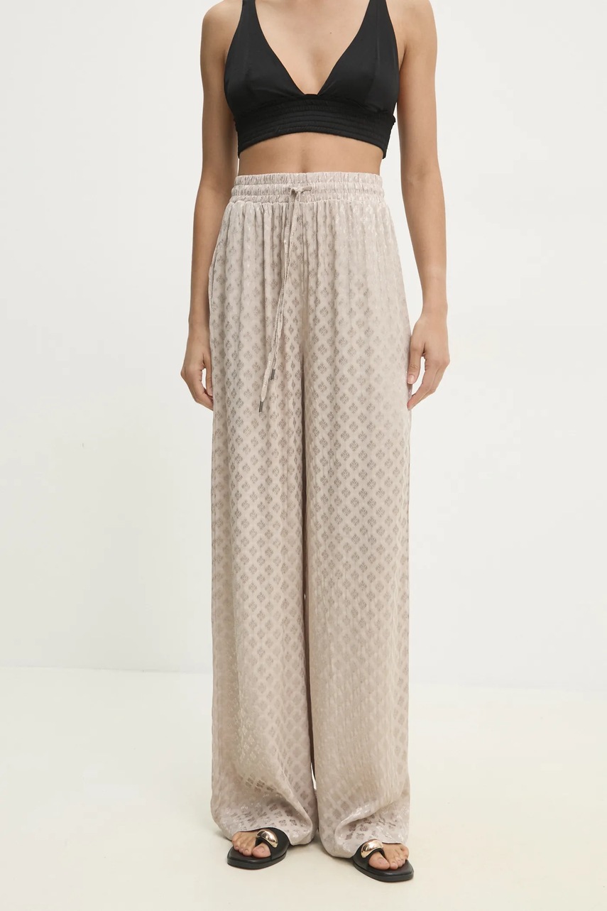 Answear Lab pantaloni femei, culoarea bej, lat, high waist