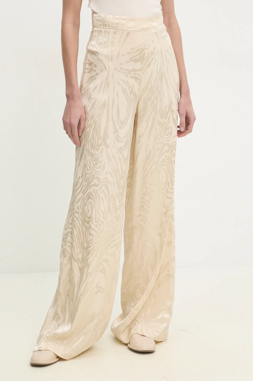 Answear Lab pantaloni femei, culoarea bej, lat, high waist