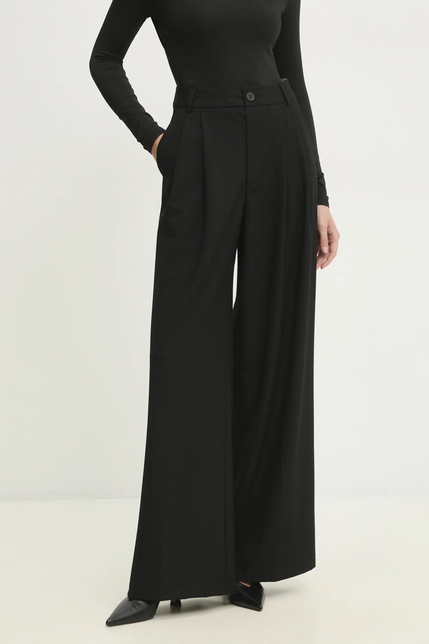 Answear Lab pantaloni femei, culoarea negru, lat, high waist