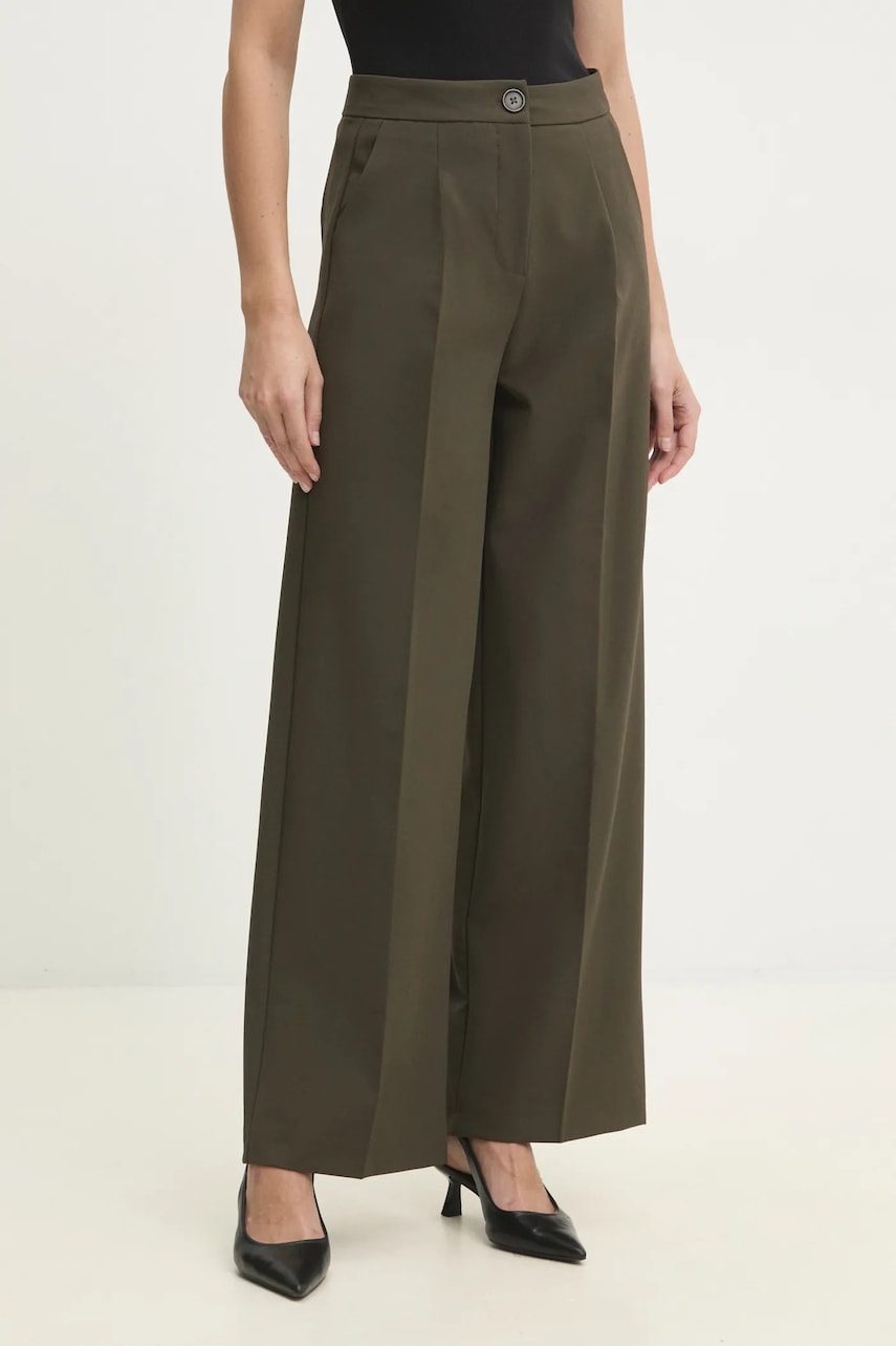 Answear Lab pantaloni femei, culoarea verde, fason chinos, high waist