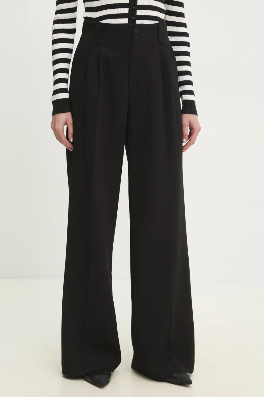 Answear Lab pantaloni femei, culoarea negru, lat, high waist