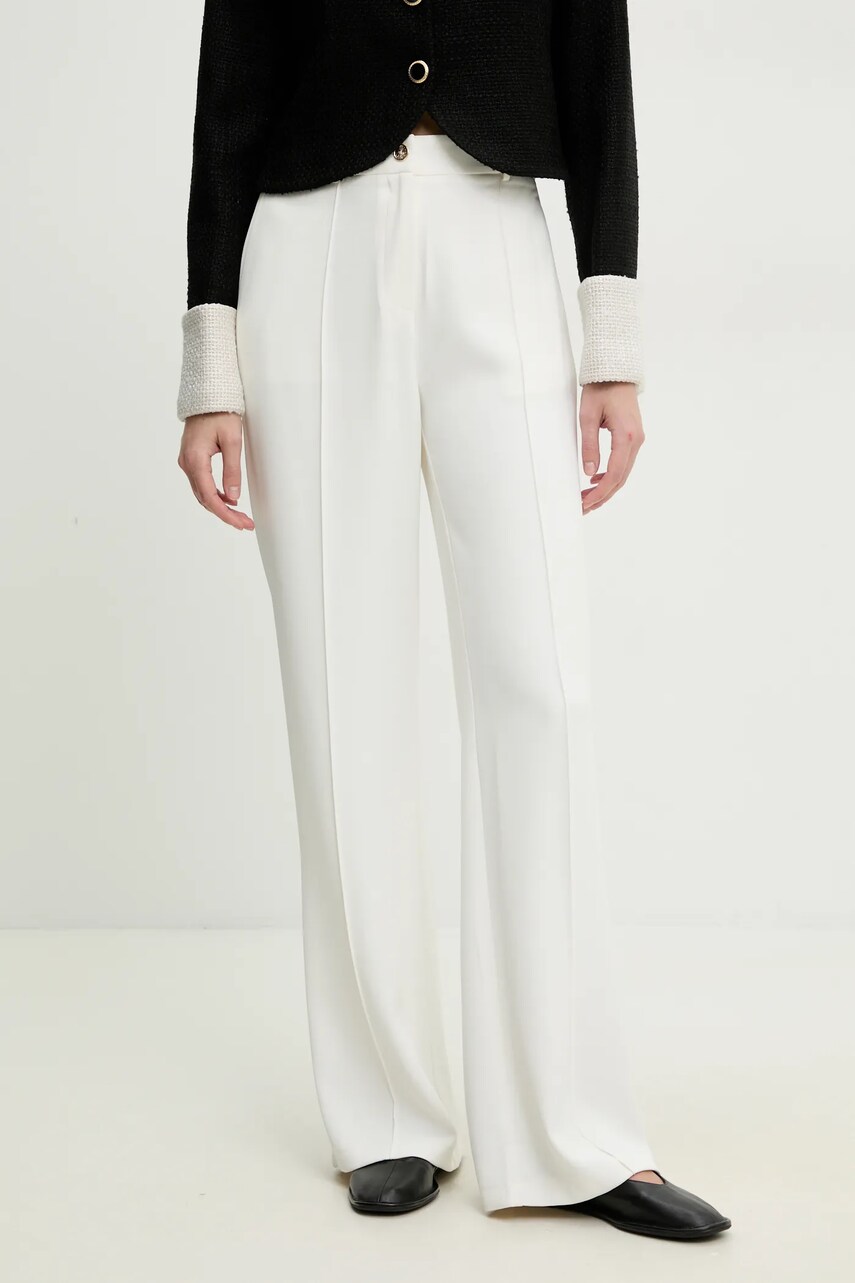 Answear Lab pantaloni femei, culoarea alb, lat, high waist